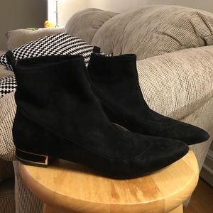 Zara faux suede ankle boots with embellished heels